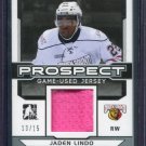 2014 ITG Leaf Hockey Draft Prospects Game Used Jersey Jaden Lindo PGU-13 13/15