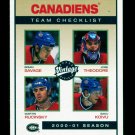 2001-02 UD Hockey Vintage  Team Checklist  #139  Montreal Canadiens