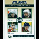 2001-02 UD Hockey Vintage  Team Checklist  #17  Atlanta Thrashers