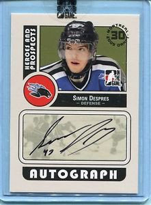 2008-09 ITG Heroes & Prospects Autograph Draft Day Pick  Simon Despres  #A-SD