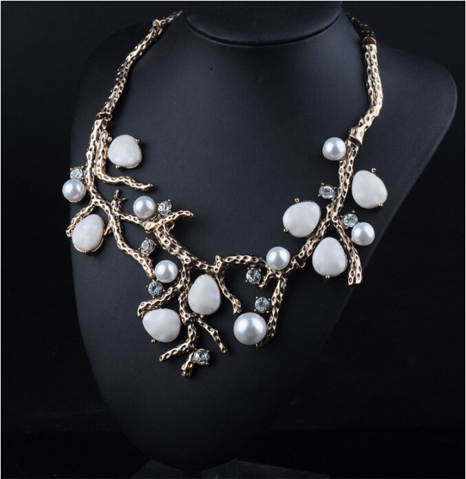 Elk horn design shell pearl necklaces pendants for women gold plated