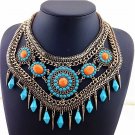 Ethnic Style Vintage Colorful Created Resin Stone Statement Necklace