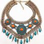 Ethnic Style Vintage Colorful Created Resin Stone Statement Necklace