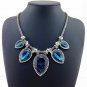 Blue Crystal Link Chain Fashion Necklace Big Shining Transparency Crystal Necklaces & Pendants