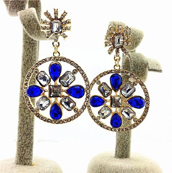 Circle Earrings Luxury Charm Statement Earrings Hollow Out Created Gemstone Crystal Earring