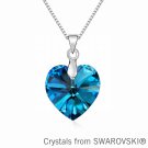 925 Silver Ruby Red Swarovski Elements Heart Necklace, 18"