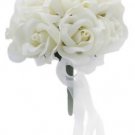 Ivory Silk Rose Toss Bouquet - Silk Bridal Wedding Bouquet