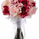 Hydrangea Rose Pink and Fuchsia Hand Tie Medium - Silk Bridal Wedding Bouquet