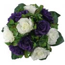 Purple and Ivory Silk Rose Nosegay - Bridal Wedding Bouquet