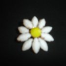 JP-2      VINTAGE WHITE MILK GLASS MARQUIS FLOWER w/YELLOW CENTER  PIN PRONG SET