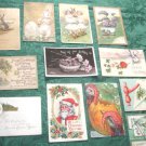 A-4   Mixed Lot 12 Antique Holiday/Greeting Postcards- Tuck Christmas Birthday