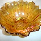 BN-39    LARGE IRIDESCENT GOLD AMBER CARNIVAL GLASS SUN FLOWER BOWL