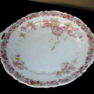 BN-106   Old Germany C T China Round Platter w/Handles-pink roses/blue floral