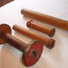 BN-97    LOT ANTIQUE WOOD SPOOLS/ DOWELS /MACHINE PARTS - RED PAINT