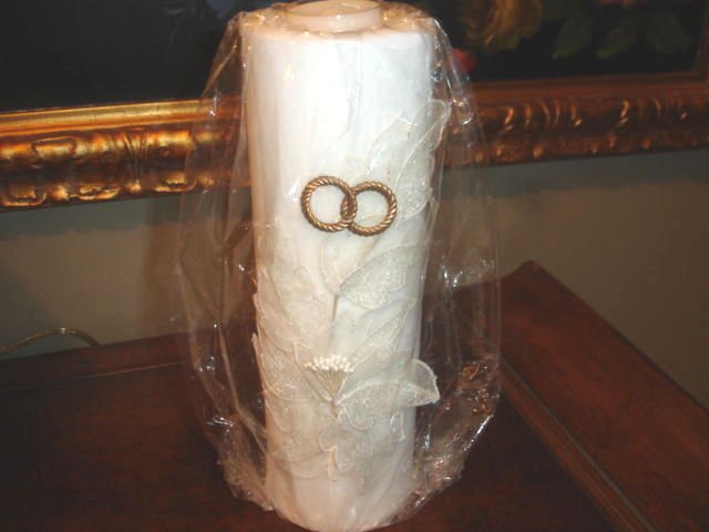 BN-22     New Wedding Pillar Unity Candle-White 10" Engagement Holiday