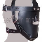 LEATHER Blindfold Restraint Bondage Head Mask WITH LOCKING BUCKLE