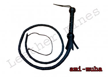 BDSM HUNTER BLACK WHIP Real Cowhide Leather Bondage Bullswhip 130cm