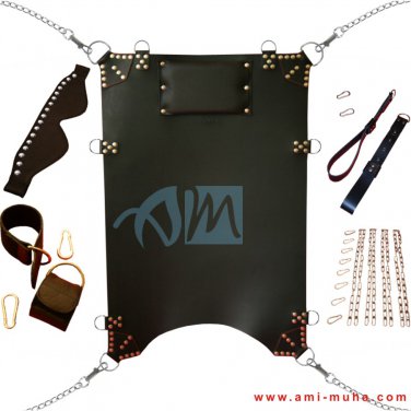 Top Quality Black Leather Bondage Adult Sex Sling Swing Complete Set