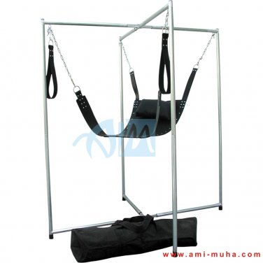 BDSM Black Leather 4 Point Bondage Adult Sex Sling Swing
