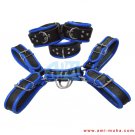 Men's Genuine Leather Body Chest Harness With Blue Inning & Restraints Set