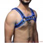 Men's Leather Bulldog Body Chest Harness With Blue Inning