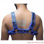 Men's Leather Bulldog Body Chest Harness With Blue Inning