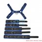 Men's Genuine Leather Body Chest Harness With Blue Inning & Restraints Set