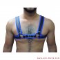 Men's Genuine Leather Body Chest Harness With Blue Inning & Restraints Set