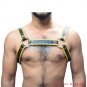 Men's Leather Bulldog Body Chest Harness With Blue Inning