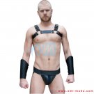 Genuine Black Leather Bruiser Men's Bulldog Body Chest Harness