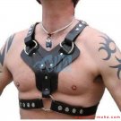 Cowhide Black Leather Body Chest Harness