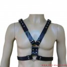 Men's Genuine Black Leather Body Chest Harness Fully Adjustable