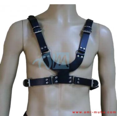 Men's Black Leather Body Chest Harness