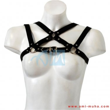 Genuine Leather Body Chest Harness Upper Bust Suspender Adjustable Harness
