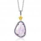 Amethyst Fleur De Lis Pendant in 18K Yellow Gold and Sterling Silver