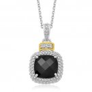 Black Onyx and Diamond Embellished Popcorn Cushion Pendant