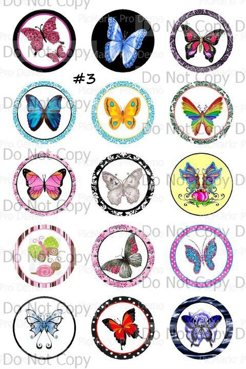 Butterflies Digital Emailed Bottle Cap Images