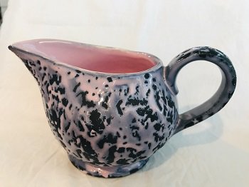 McCoy Creamer Pitcher Pink and Blue Bands Stone Craft USA – Zsinta