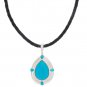 2/PC Carolyn Pollack Kingman Turquoise Enhancer+Leather Sterling Silver Necklace 16-18" QVC $354