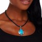 2/PC Carolyn Pollack Kingman Turquoise Enhancer+Leather Sterling Silver Necklace 16-18" QVC $354