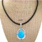 2/PC Carolyn Pollack Kingman Turquoise Enhancer+Leather Sterling Silver Necklace 16-18" QVC $354