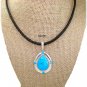 2/PC Carolyn Pollack Kingman Turquoise Enhancer+Leather Sterling Silver Necklace 16-18" QVC $354