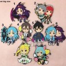 8PCS SWORD ART ONLINE Rubber Strap Keychain Pendant Kirito Asuna Sinon Leafa Yu