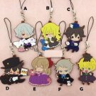7PCS  Anime Pandora Hearts Heart of Pandora Rubber Phone Straps Charm Pendant Keychain