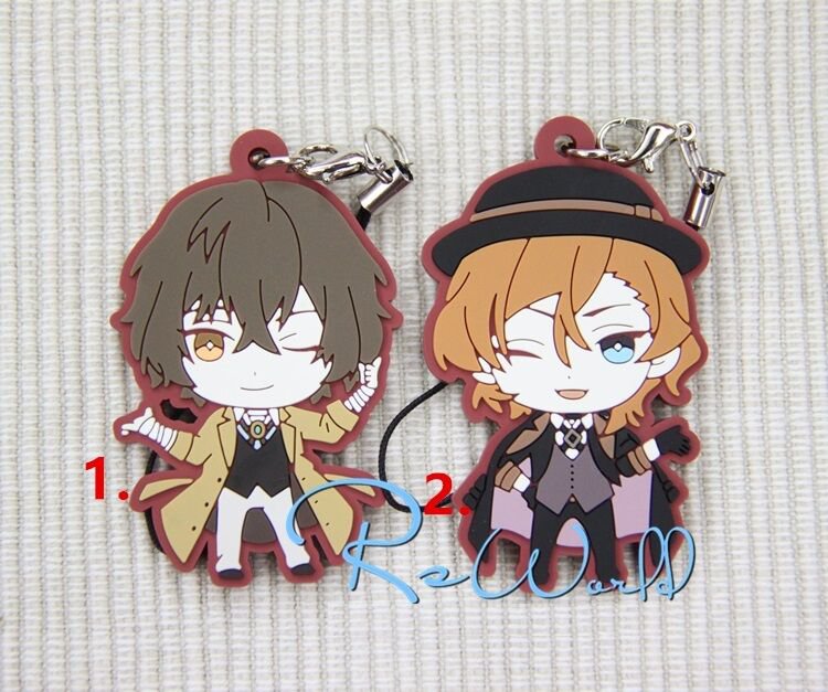Bungo Stray Dogs Anime Rubber Strap Charm Keychain Dazai Osamu Nakahara Chuya