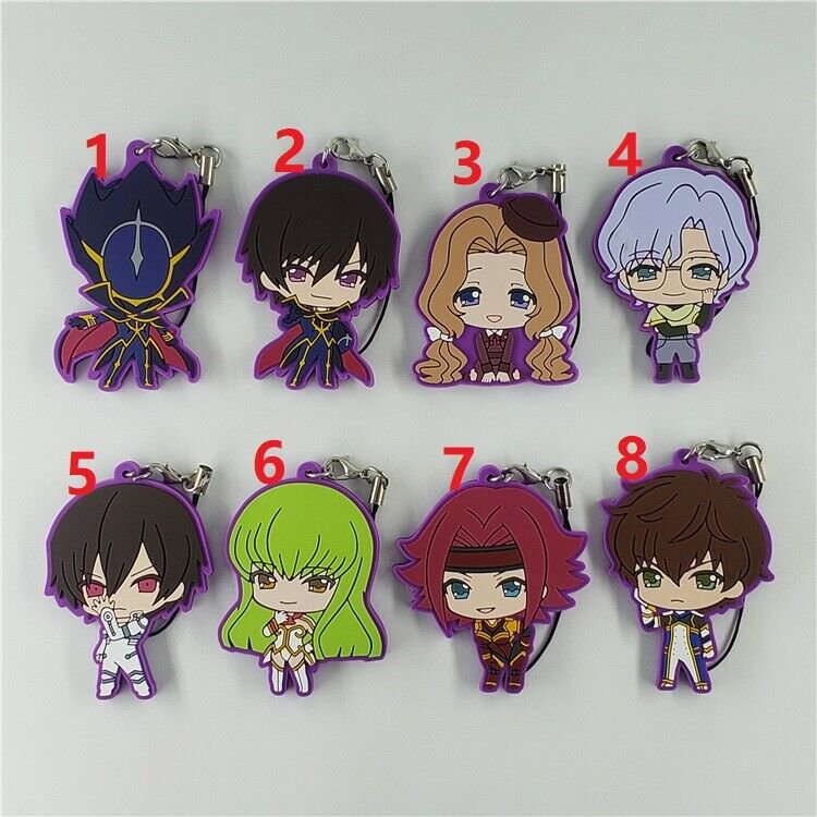 Code Geass: Lelouch of the Rebellion Rubber Strap Charm Anime Keychain Key Ring