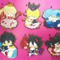 6PCS Pandora Hearts Keychains Japan Anime Heart of Pandora Rubber Strap Phone Charm