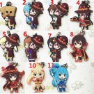 KonoSuba Anime Megumin Aqua Darkness Keychain GSC Anime Rubber Strap Charm Gift
