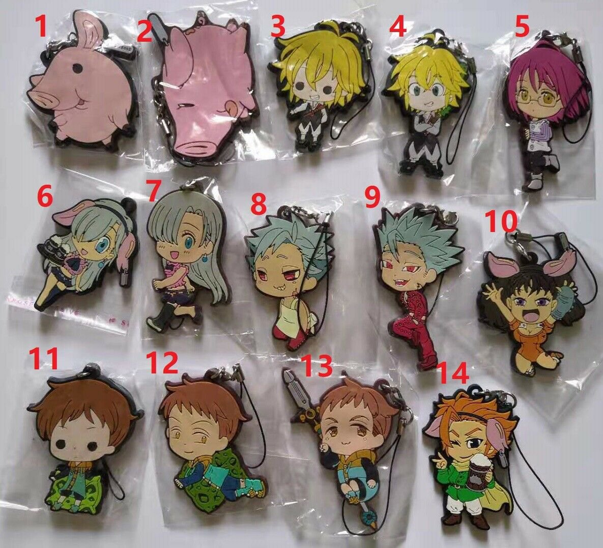 Anime The Seven Deadly Sins Nanatsu no Taizai Rubber Strap Charm Keychain Gift