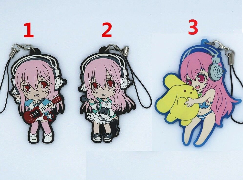SUPER SONICO SONICOMI Anime Rubber Strap Keychain Keyring Phone Charm Pendant